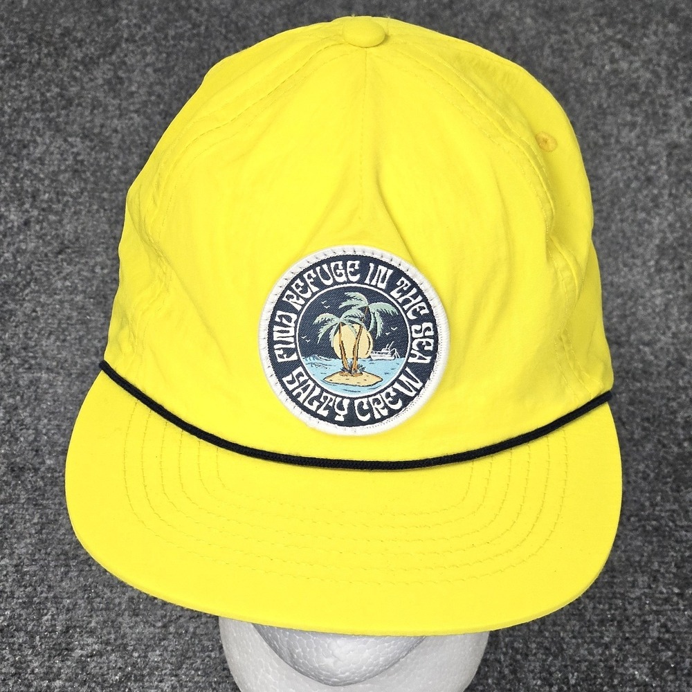 Salty Crew Snapback Hat Yellow Nylon Rope Cap Surf Coastal Beach Nautical Resort